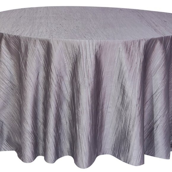 SILVER 120" Accordion Crinkle TAFFETA ROUND TABLECLOTH Wedding Party Decorations - Picture 2 of 3